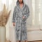Luxury Cotton Flannel Couples Bathrobe Warm Open Weave Winter Sleepwear Comfort Nightwear 8