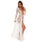Womens Long Lace Sheer Nightgown White Bridesmaid Robe Sensual Kimono Bride Lingerie 6