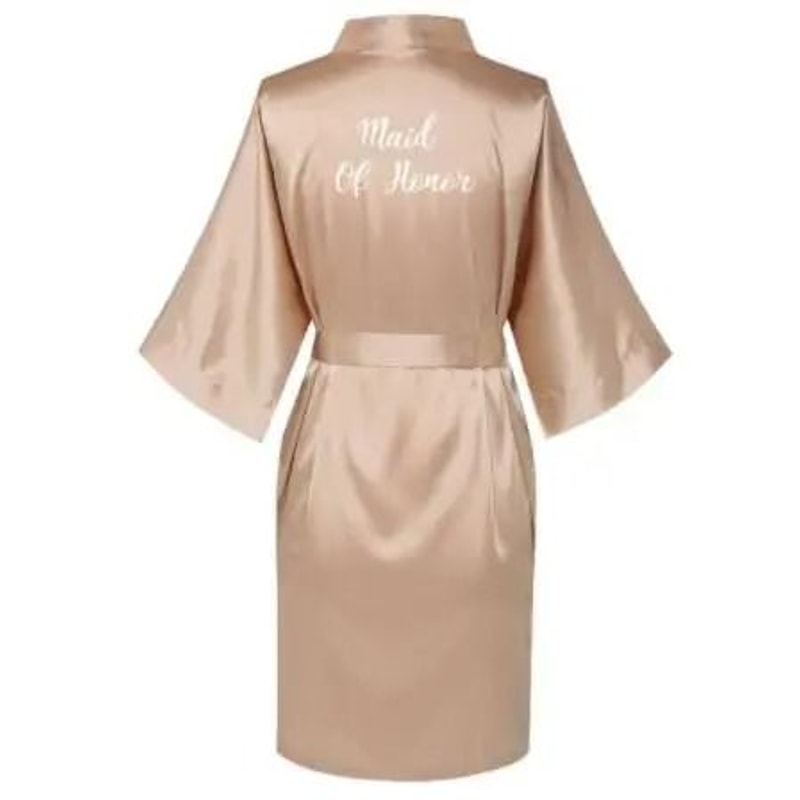 Plus Size Satin Silk Wedding Robes Elegant Bride Bridesmaid Gown For Maid Of Honor 12