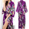 Large Size Peacock Print Kimono Bathrobe Elegant Flower Satin Long Robe Loose Loungewear Nightgow 2
