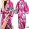 Large Size Peacock Print Kimono Bathrobe Elegant Flower Satin Long Robe Loose Loungewear Nightgow 4