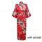 Large Size Peacock Print Kimono Bathrobe Elegant Flower Satin Long Robe Loose Loungewear Nightgow 6