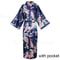 Large Size Peacock Print Kimono Bathrobe Elegant Flower Satin Long Robe Loose Loungewear Nightgow 10