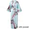 Large Size Peacock Print Kimono Bathrobe Elegant Flower Satin Long Robe Loose Loungewear Nightgow 11