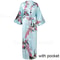 Large Size Peacock Print Kimono Bathrobe Elegant Flower Satin Long Robe Loose Loungewear Nightgow 11