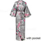 Large Size Peacock Print Kimono Bathrobe Elegant Flower Satin Long Robe Loose Loungewear Nightgow 12