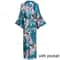 Large Size Peacock Print Kimono Bathrobe Elegant Flower Satin Long Robe Loose Loungewear Nightgow 14