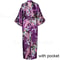Large Size Peacock Print Kimono Bathrobe Elegant Flower Satin Long Robe Loose Loungewear Nightgow 17