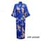 Large Size Peacock Print Kimono Bathrobe Elegant Flower Satin Long Robe Loose Loungewear Nightgow 18
