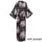 Large Size Peacock Print Kimono Bathrobe Elegant Flower Satin Long Robe Loose Loungewear Nightgow 22