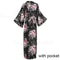 Large Size Peacock Print Kimono Bathrobe Elegant Flower Satin Long Robe Loose Loungewear Nightgow 22