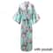 Large Size Peacock Print Kimono Bathrobe Elegant Flower Satin Long Robe Loose Loungewear Nightgow 25