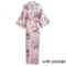 Large Size Peacock Print Kimono Bathrobe Elegant Flower Satin Long Robe Loose Loungewear Nightgow 27