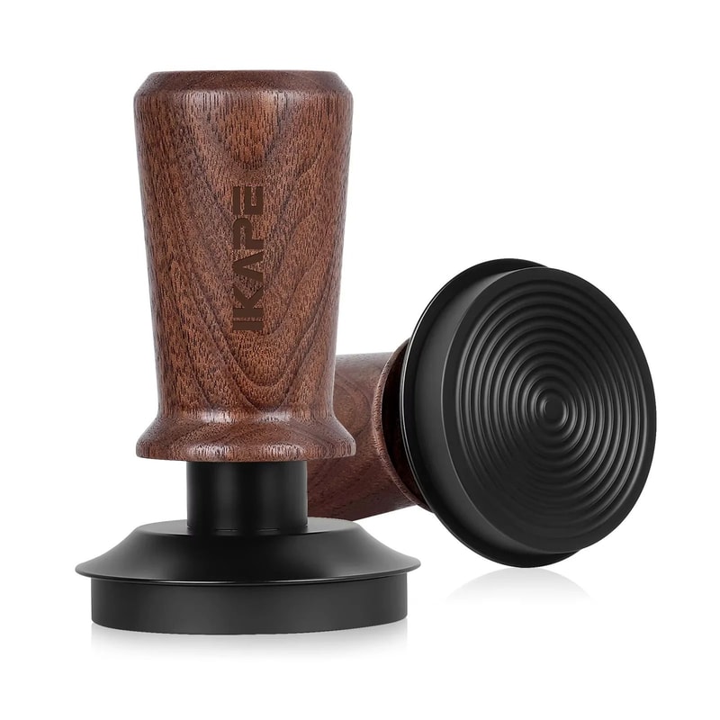 IKAPE Coffee Wooden Tamper V3 Calibrated SpringLoaded Espresso Tamper With Walnut Handle Titanium 6