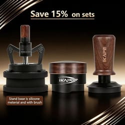 ikape rotary wdt tool – professional espresso distribution stirrer with 10 needles & brush stand