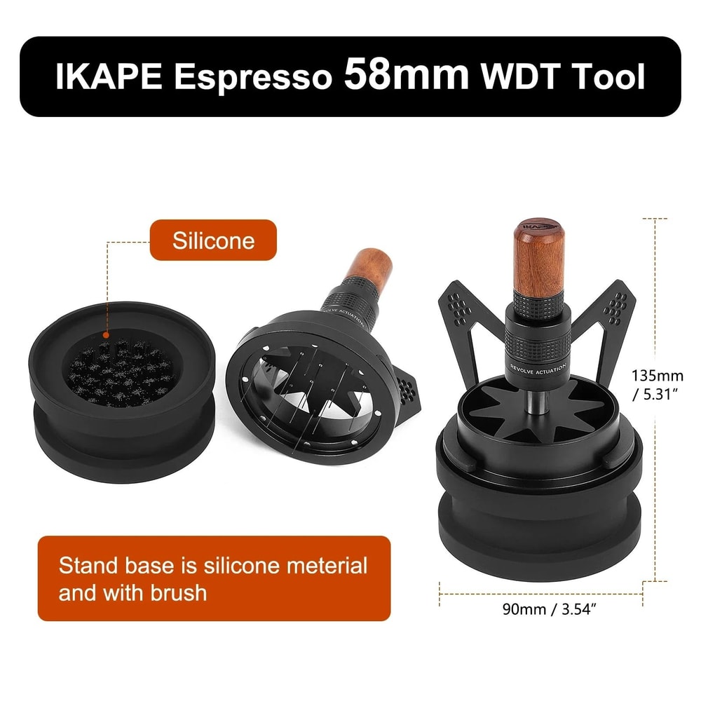IKAPE Rotary WDT Tool Professional Espresso Distribution Stirrer With 10 Needles Brush Stand 7