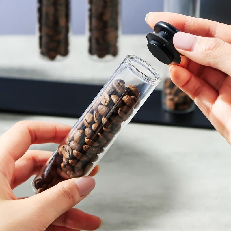 Magnetic Coffee Bean Storage System Precision Glass Tubes Display Rack For Professional Espresso 2