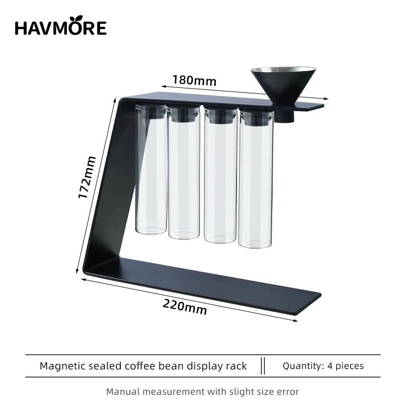 Magnetic Coffee Bean Storage System Precision Glass Tubes Display Rack For Professional Espresso 6