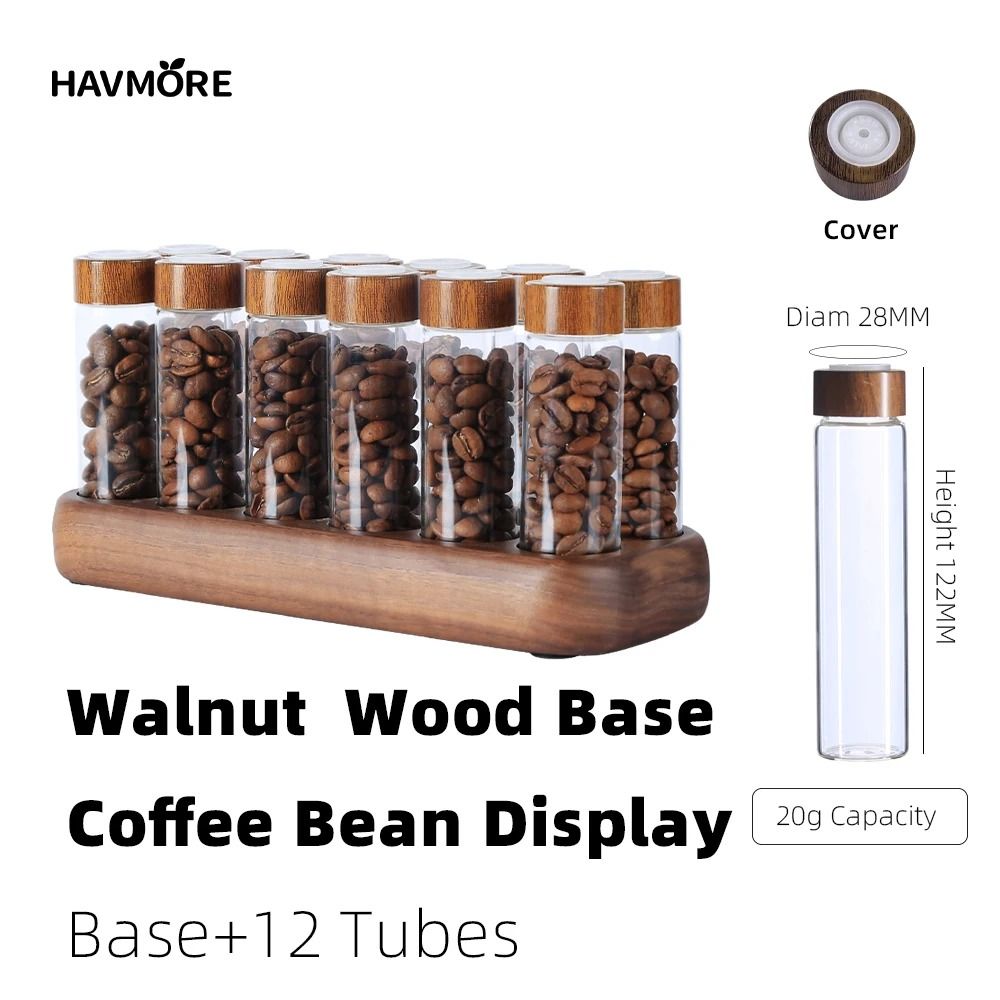 Magnetic Coffee Bean Storage System Precision Glass Tubes Display Rack For Professional Espresso 7