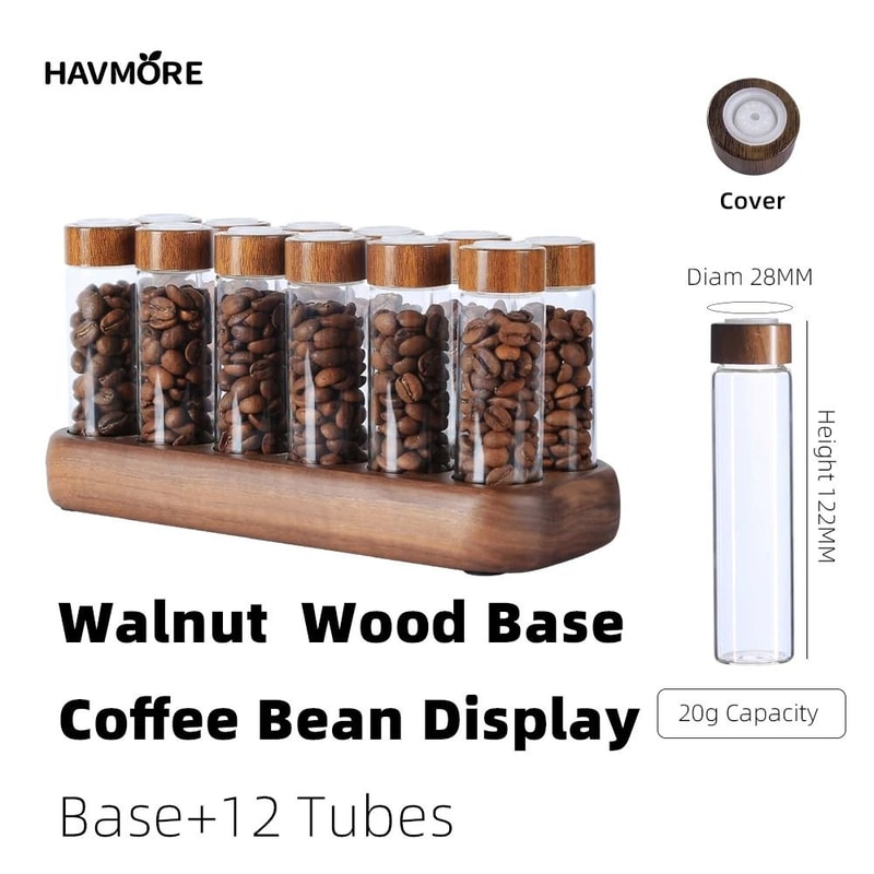 Magnetic Coffee Bean Storage System Precision Glass Tubes Display Rack For Professional Espresso 7