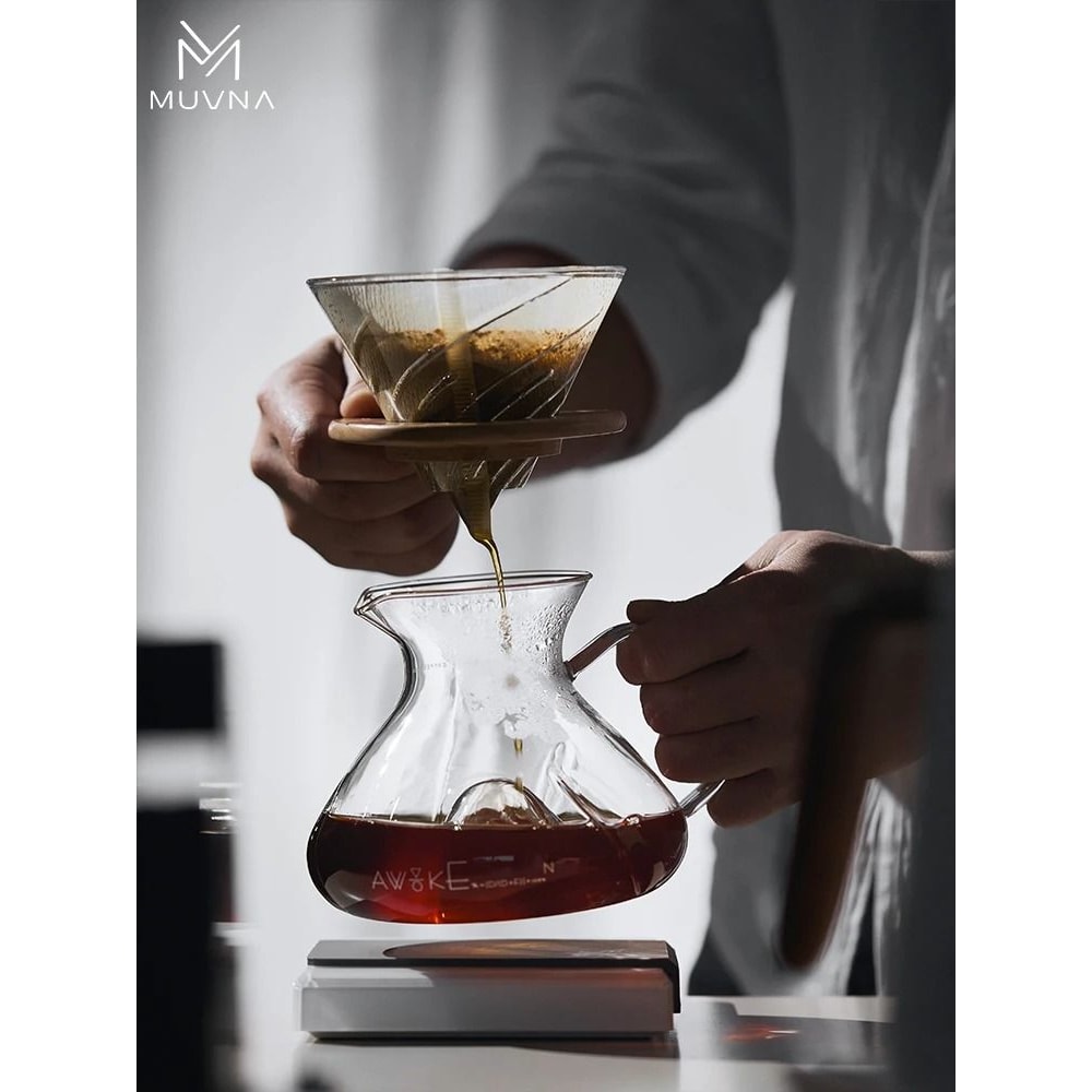MUVNA TornadoGlow Carafe Sharing Pot 450ml Glass Coffee Brew Utensil With Water Level Display 1
