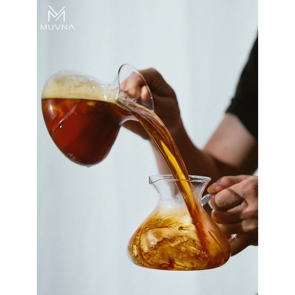 MUVNA TornadoGlow Carafe Sharing Pot 450ml Glass Coffee Brew Utensil With Water Level Display 2