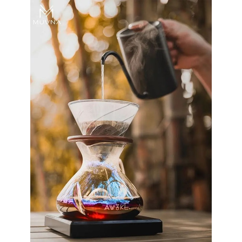 MUVNA TornadoGlow Carafe Sharing Pot 450ml Glass Coffee Brew Utensil With Water Level Display 3