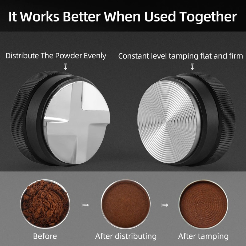 MHW3BOMBER Professional Espresso Tool Kit Dual Tamper Distributor Set With Tamping Mat And Cleani 1