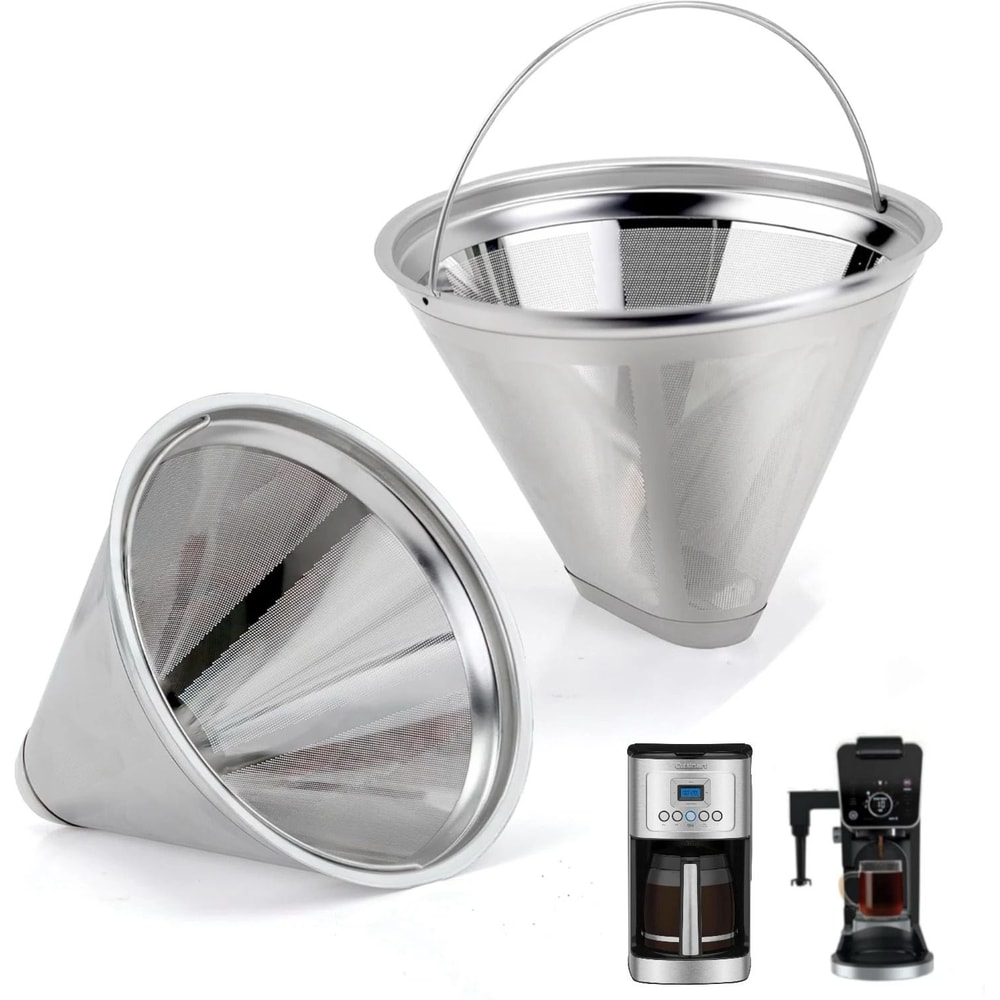2Pack Stainless Steel Permanent Basket Filters Replacement Filters For Cuisinart 1014 Cup Ninja C 0
