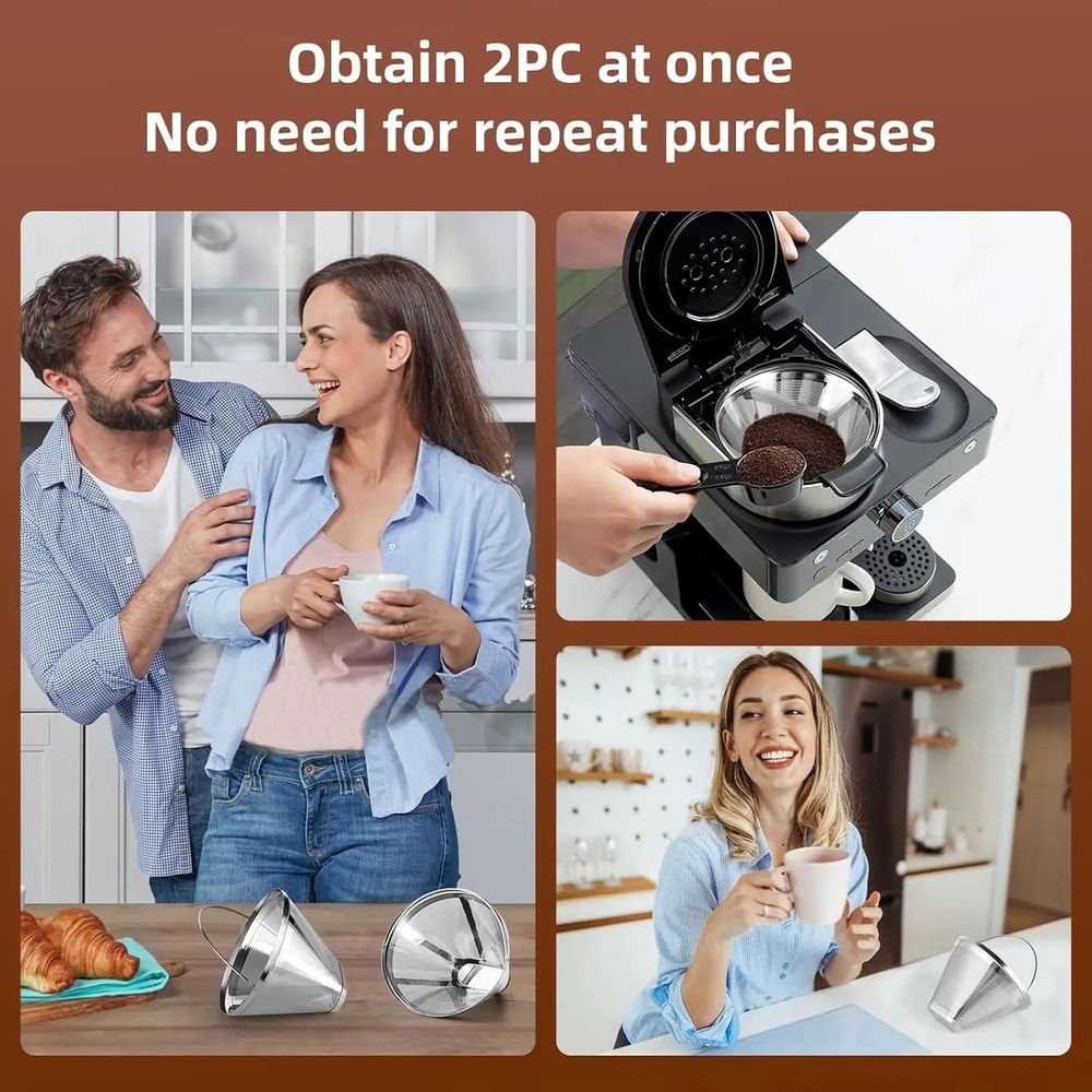 2Pack Stainless Steel Permanent Basket Filters Replacement Filters For Cuisinart 1014 Cup Ninja C 5