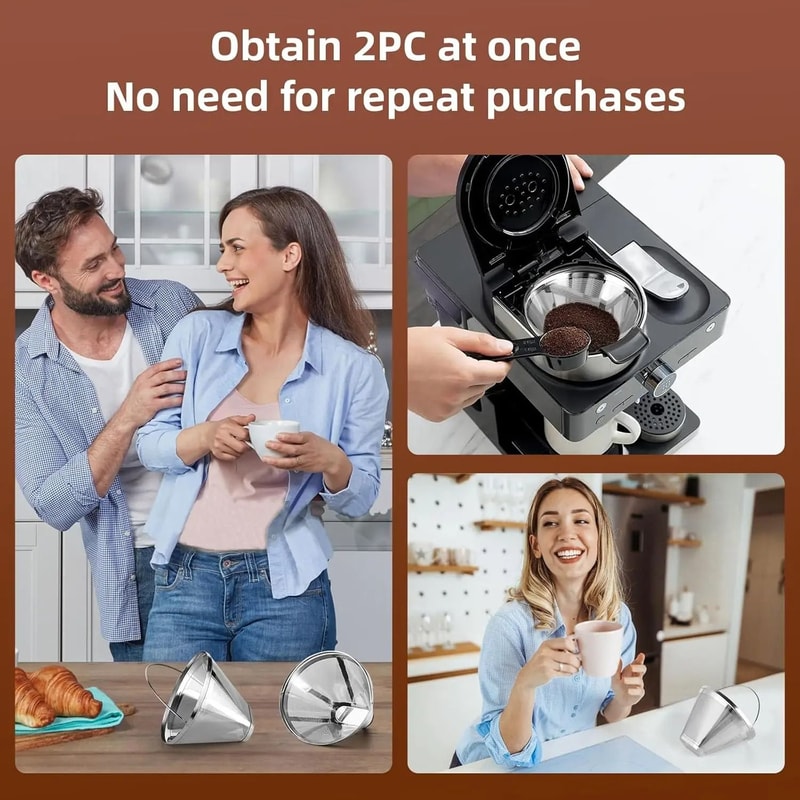 2Pack Stainless Steel Permanent Basket Filters Replacement Filters For Cuisinart 1014 Cup Ninja C 5