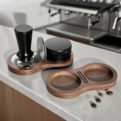 universal solid wood barista organizer – professional storage station for coffee press hammers and water divider nets (5