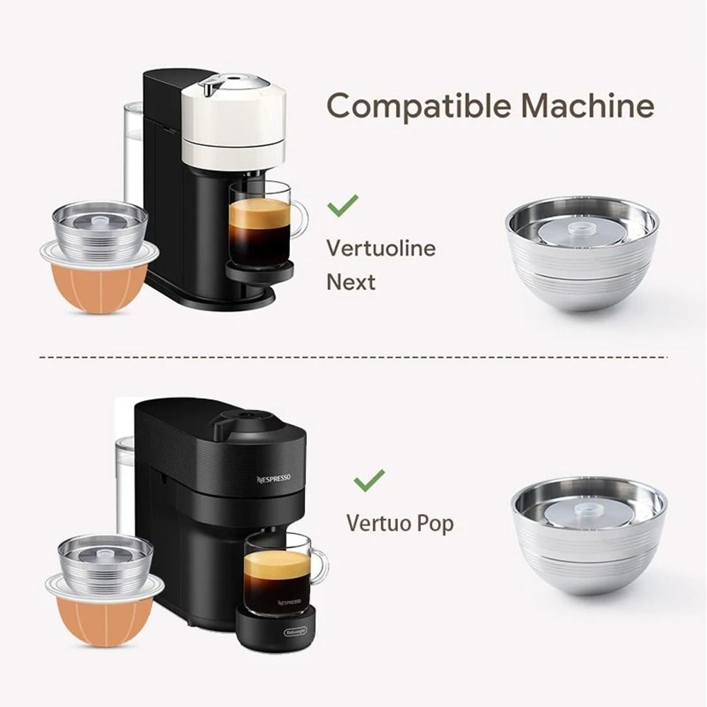 ICafilas Nespresso Vertuo Reusable Capsule Stainless Steel Refillable Pod For Vertuoline And Vertu 5