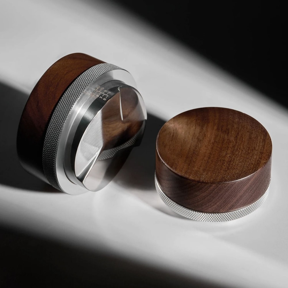 Walnut Wood Espresso Distributor Professional 3Leaf Leveler Tool 515358mm 1