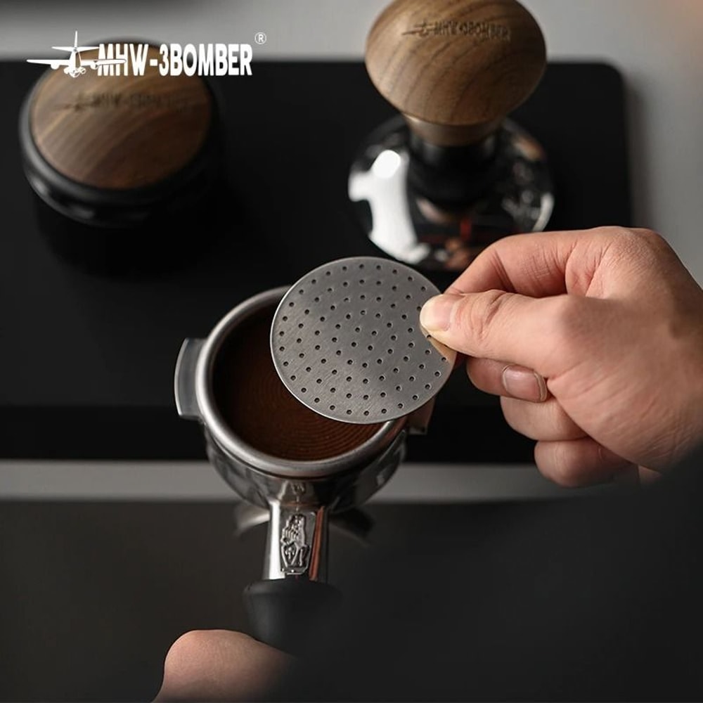 MHW3BOMBER Titanium Coating Espresso Puck Screen Reusable 08mm Precision Lower Shower Screen 4
