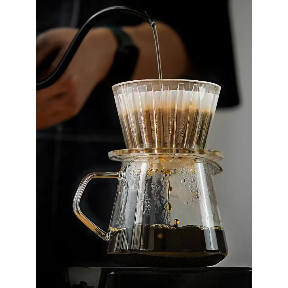 Crystal Eye Wave Coffee Dripper Flat Bottom Pour Over Filter Cup For Enhanced Uniformity 0