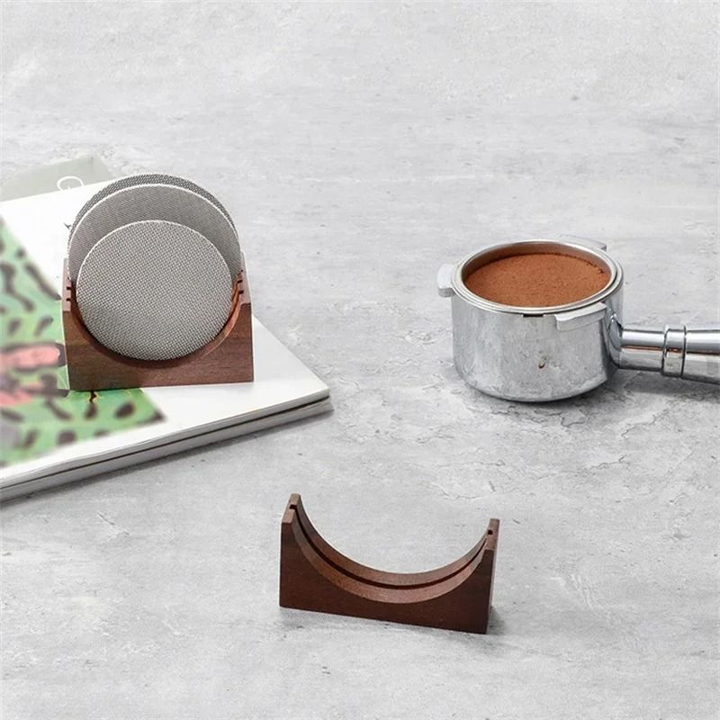 Universal Wooden Puck Screen Stand Professional Espresso Filter Storage Rack 515358mm 1