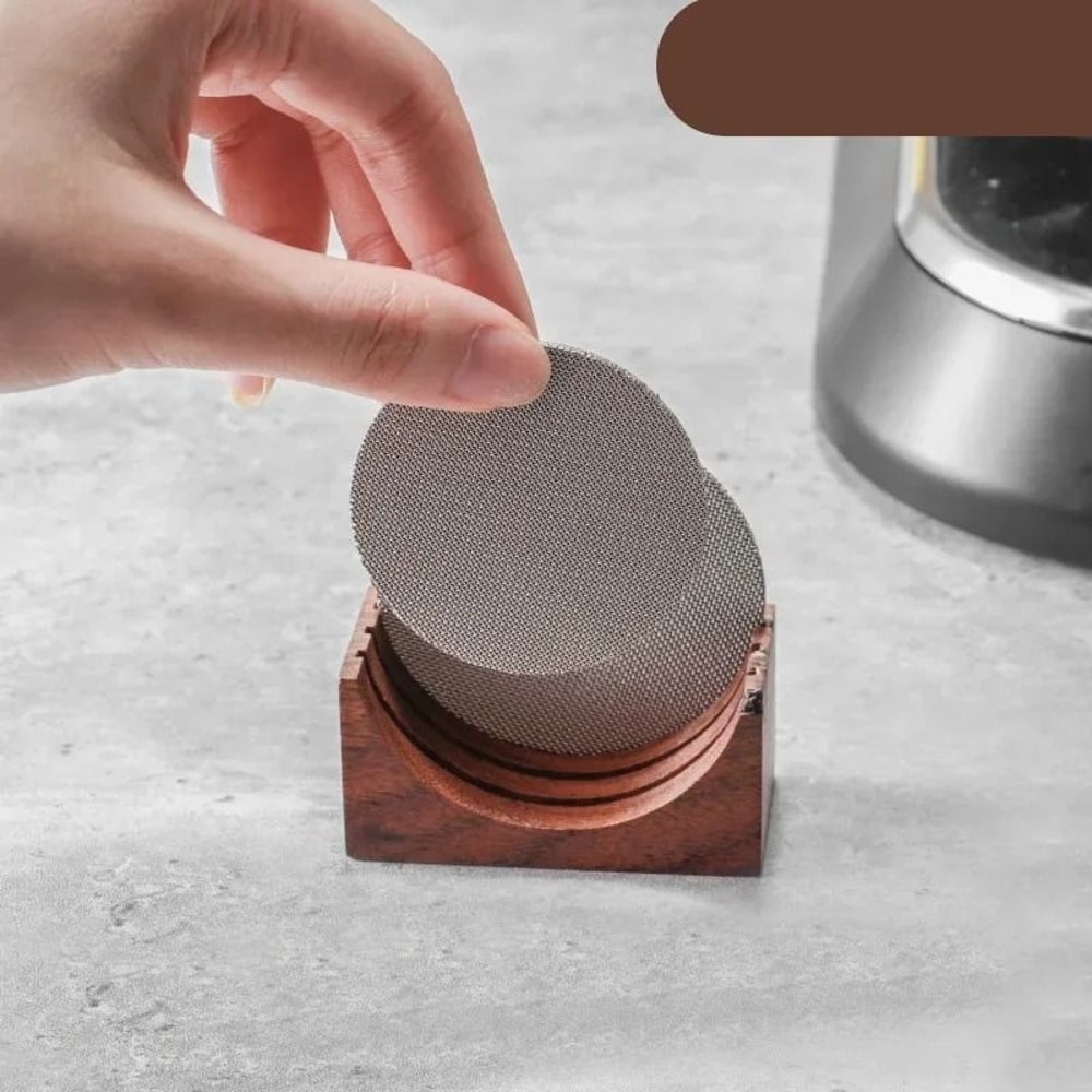Universal Wooden Puck Screen Stand Professional Espresso Filter Storage Rack 515358mm 2