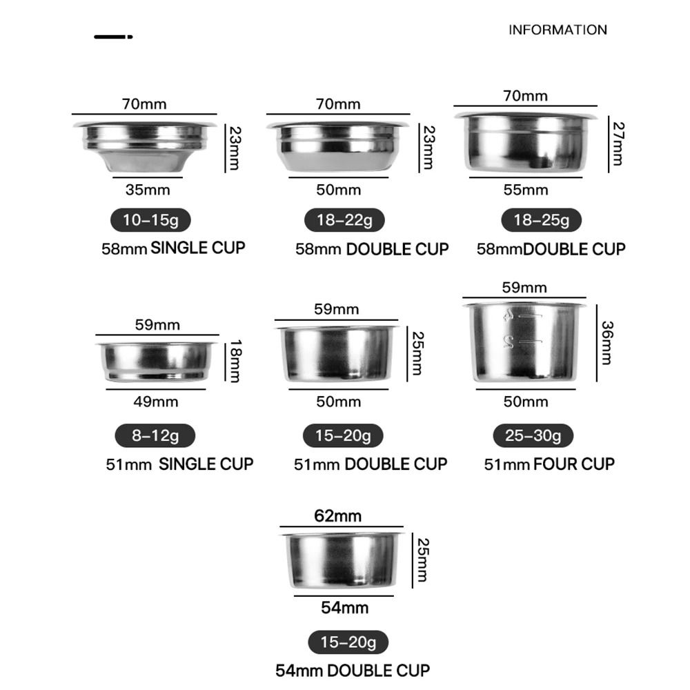 Universal Stainless Steel Coffee Filter Basket Professional 515458mm Bottomless Portafilter Bowl 1