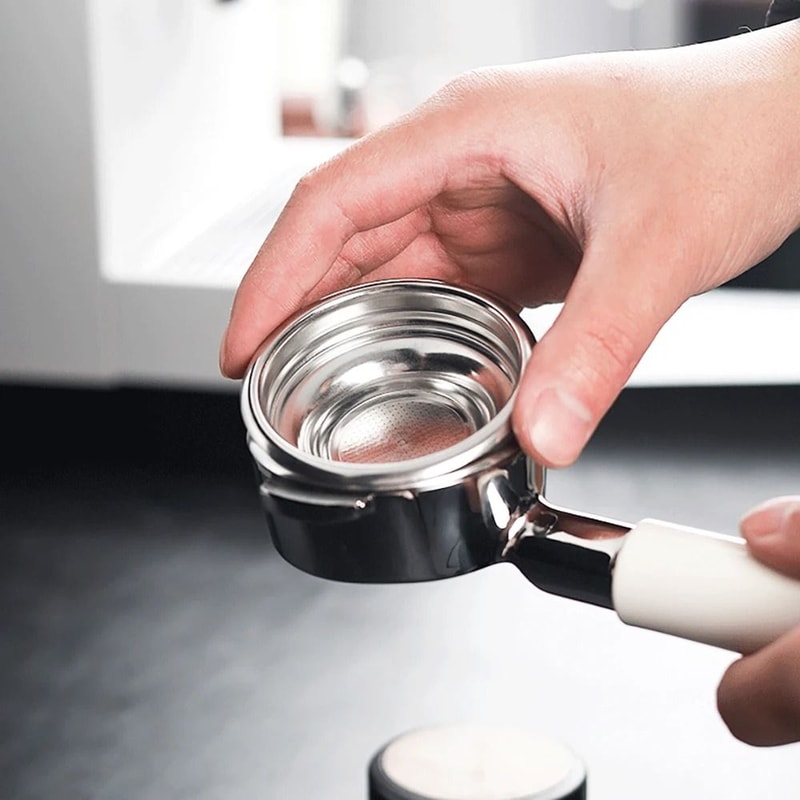 Universal Stainless Steel Coffee Filter Basket Professional 515458mm Bottomless Portafilter Bowl 2