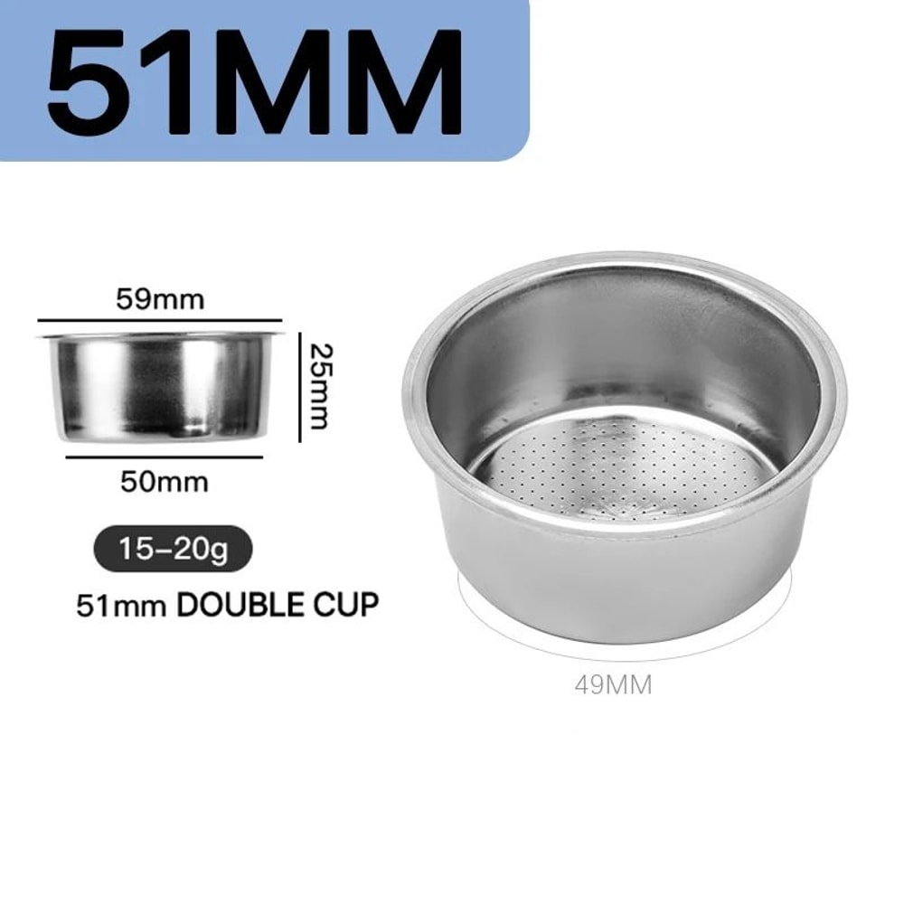 Universal Stainless Steel Coffee Filter Basket Professional 515458mm Bottomless Portafilter Bowl 7