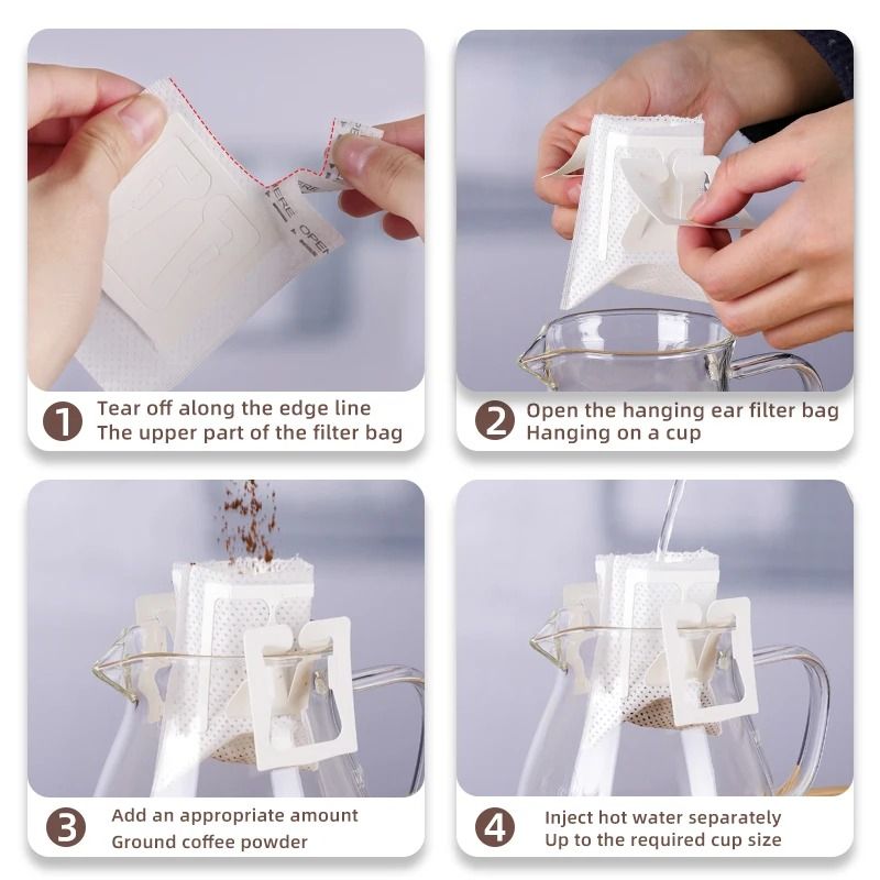 EcoFriendly Hanging Ear Coffee Filter Bags Disposable Portable Drip Bags For Cold Brew And Pour Ov 4