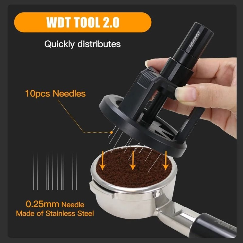 ALIKISSCAFE Adjustable WDT Tool Professional Espresso Needle Distributor For 515458mm Portafilters 4