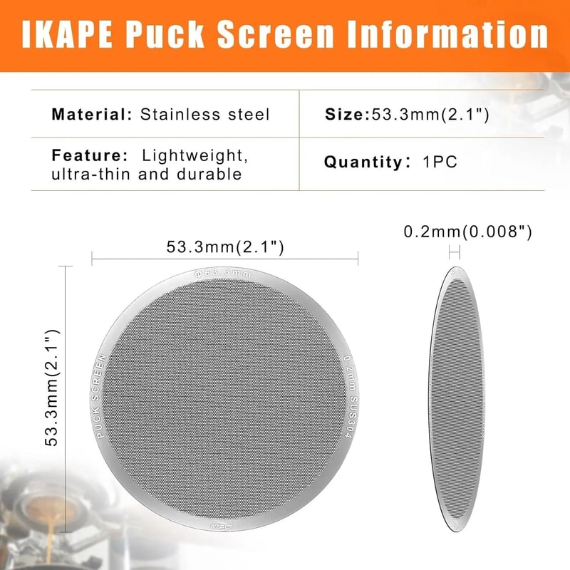 IKAPE Precision Espresso Puck Screen Professional Reusable Filter For 5154585mm Portafilters 2