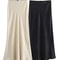 Mooyufon Vintage Satin HighWaist Long Skirt Spring 2024 Chic Bow Decoration HLine Skirt 0