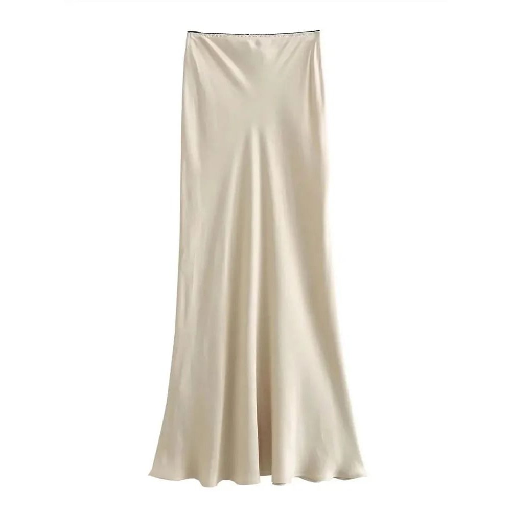 Mooyufon Vintage Satin HighWaist Long Skirt Spring 2024 Chic Bow Decoration HLine Skirt 4
