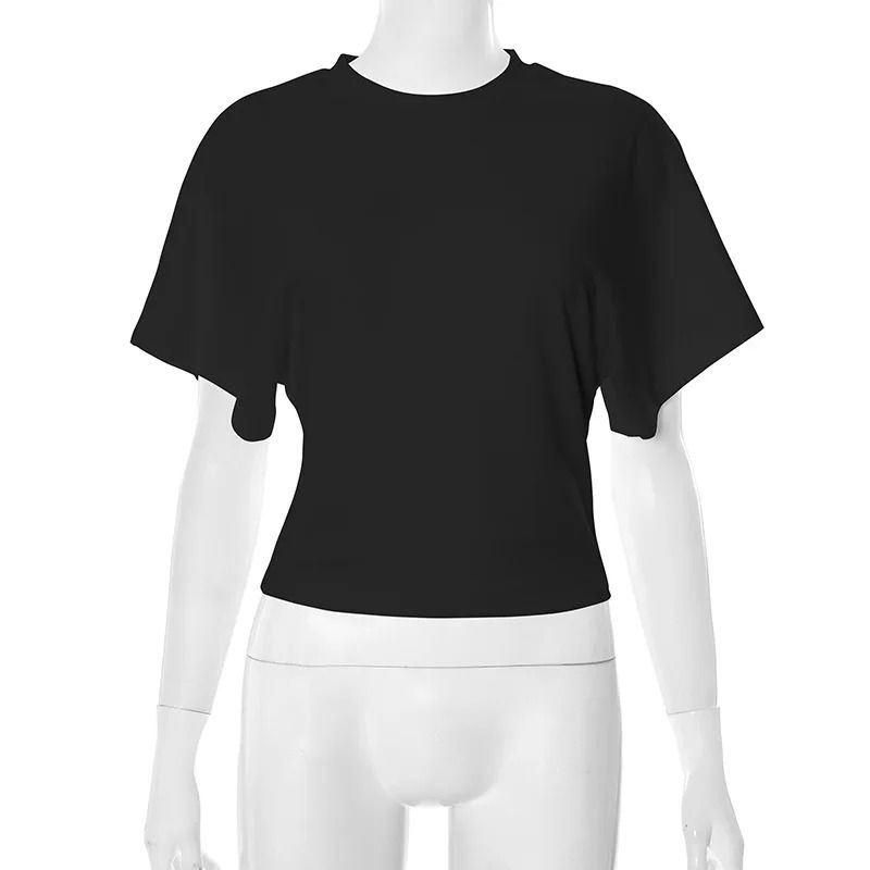 Premium Pure Cotton Crew Neck Pullover Womens LooseFit WaistDefining Cropped Top With Exposed Nave 8