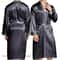 Premium Mens Silk Satin Bathrobe Professional Navy Blue Wedding Kimono Sleepwear Gown 2