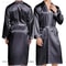 Premium Mens Silk Satin Bathrobe Professional Navy Blue Wedding Kimono Sleepwear Gown 2
