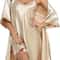 Silk Satin 2Piece Pajama Set Professional Sexy Silky Pj Robe With Chemise Nightgown 5